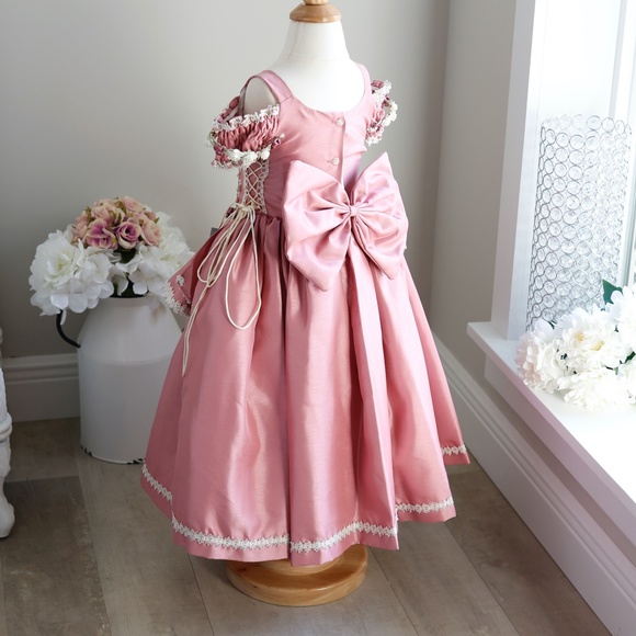 Flower Girl Dress Party Royal Princess Dusty Rose Toddler Girls Size 2 - Picture 5 of 9